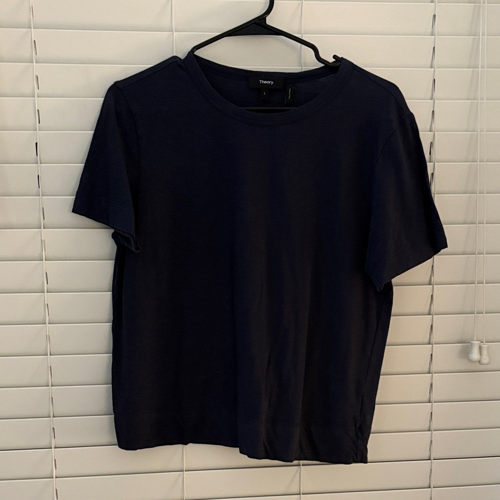 Theory Navy Short Sleeve Crewneck Tee